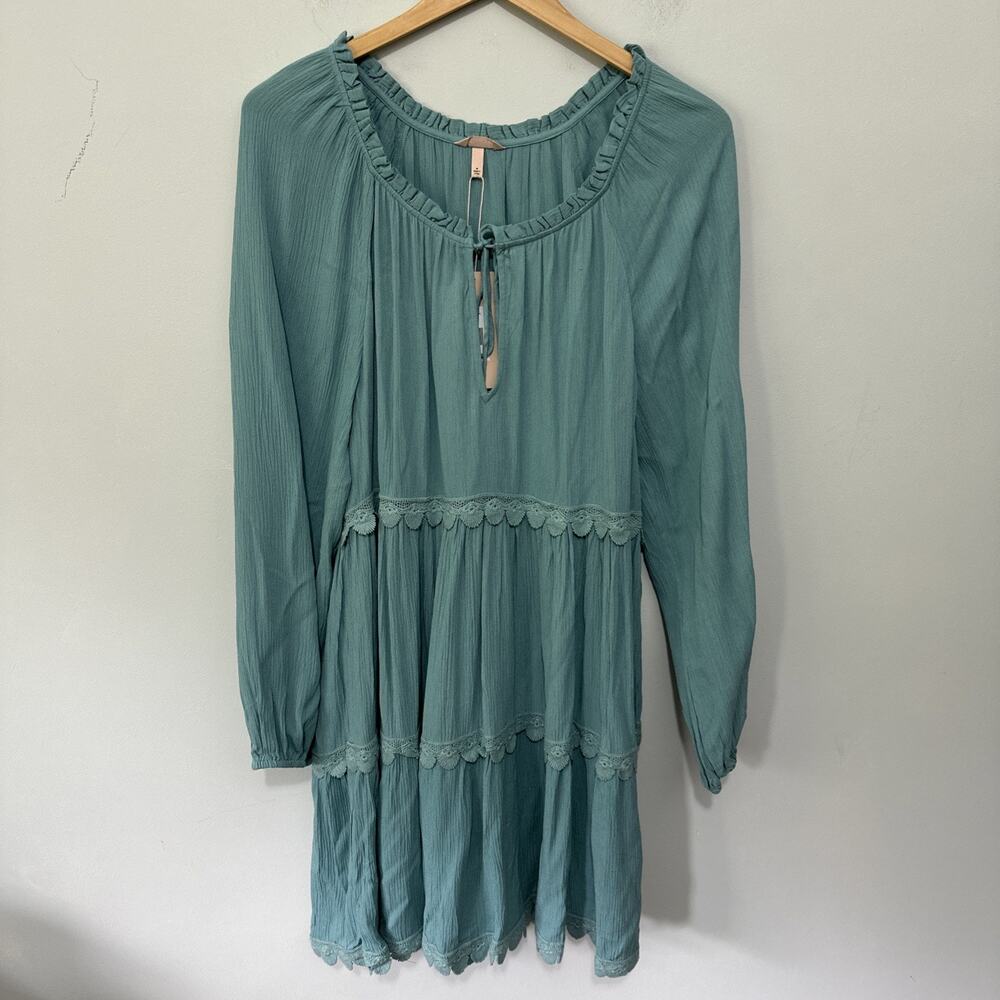 Eberjey Dress Medium Blue Sofia Mini Dress Dainty Tiered Shift Peasant Boho Chic - Picture 5 of 10